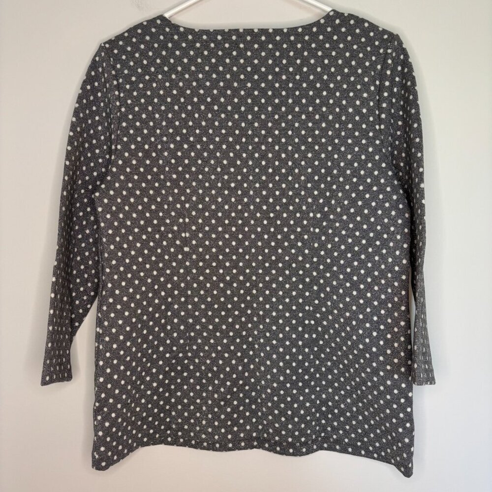 Talbots Petite Medium Silver Gray Pullover Polka … - image 4